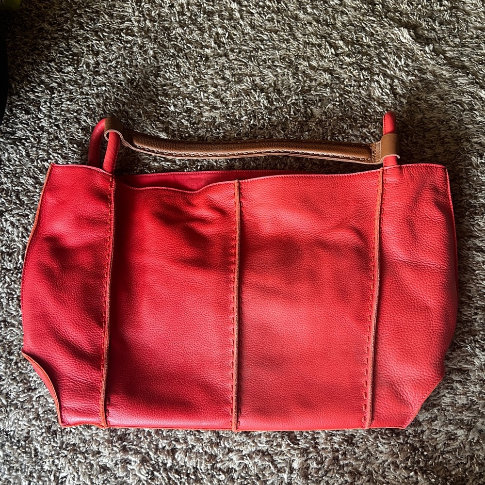 The Sak Los Feliz Large Red Leather Tote Bag